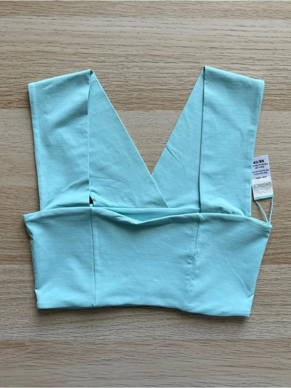 L*Space Parker Bikini Top Blue XS Wide Strap Square Neck